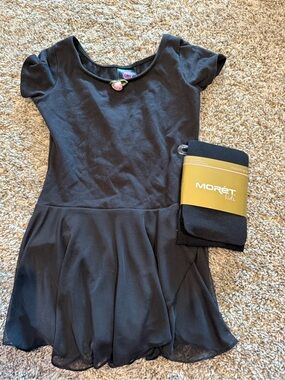 Black Girls' Dance Dress with Attached Tights